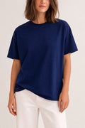 Oversized Premium Cotton T-Shirt in Navy Blue