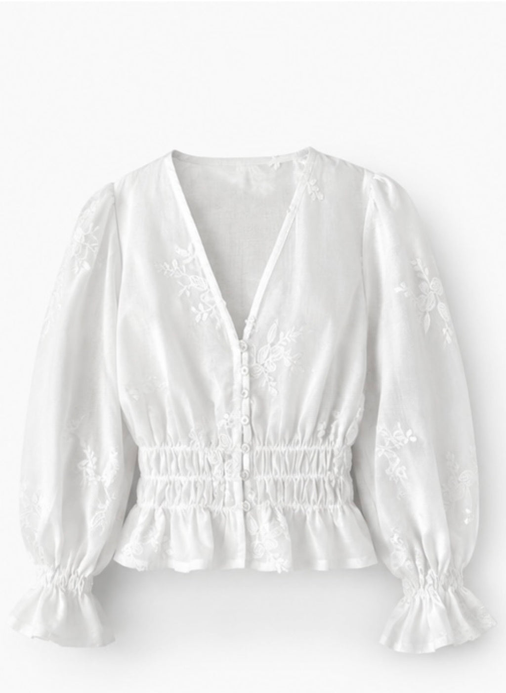 White embroidered cotton blouse