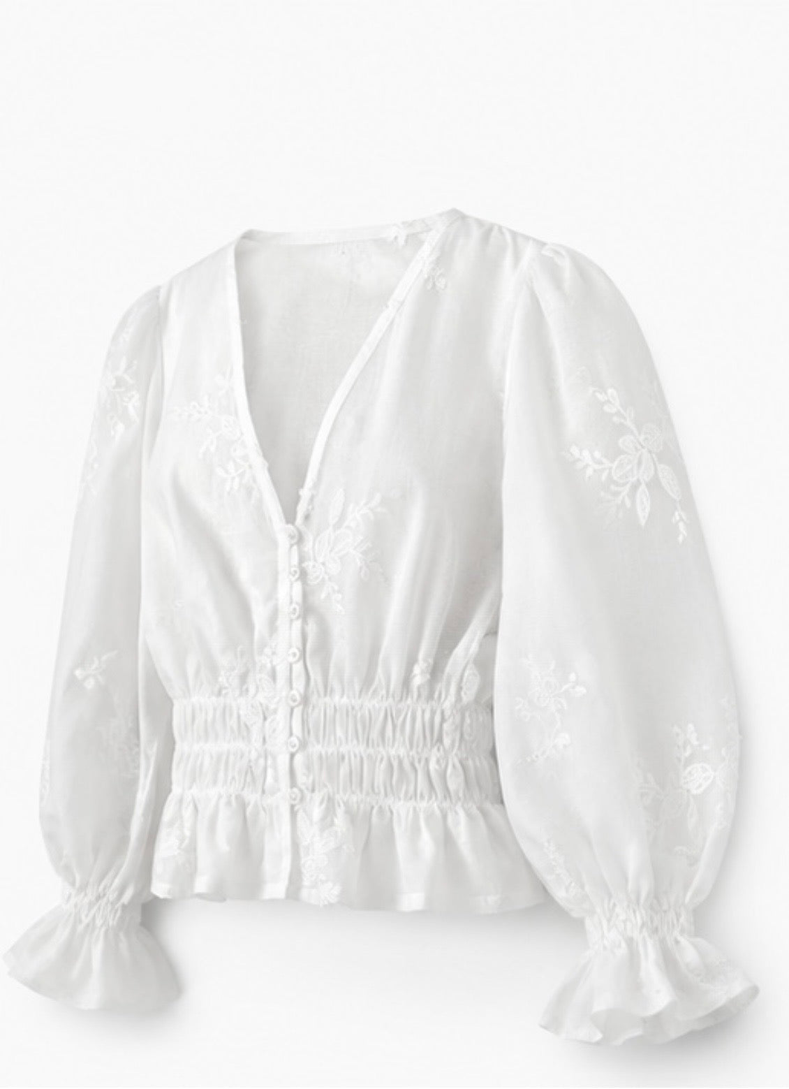 White embroidered cotton blouse