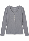 Naujà grey henley long sleeve top