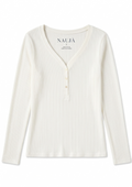 Naujà henley off white long sleeve top