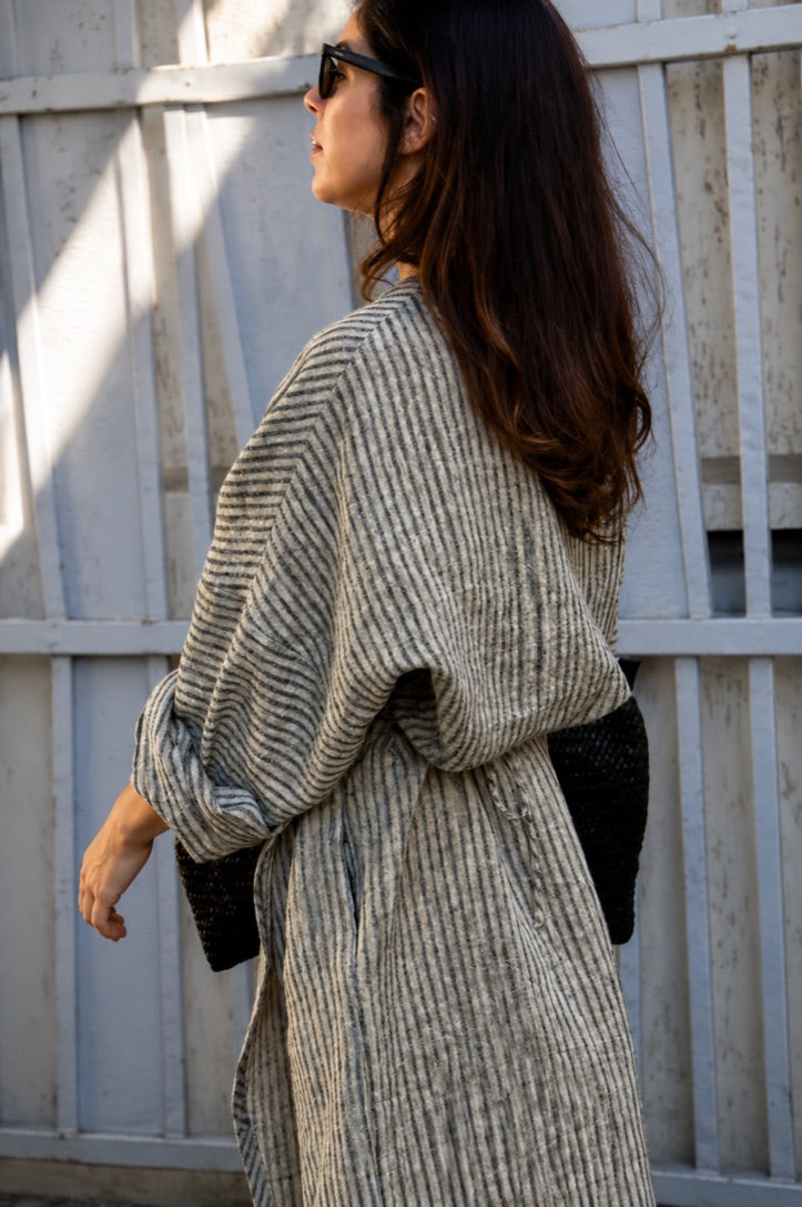 Linen Kimono Wrap Dress