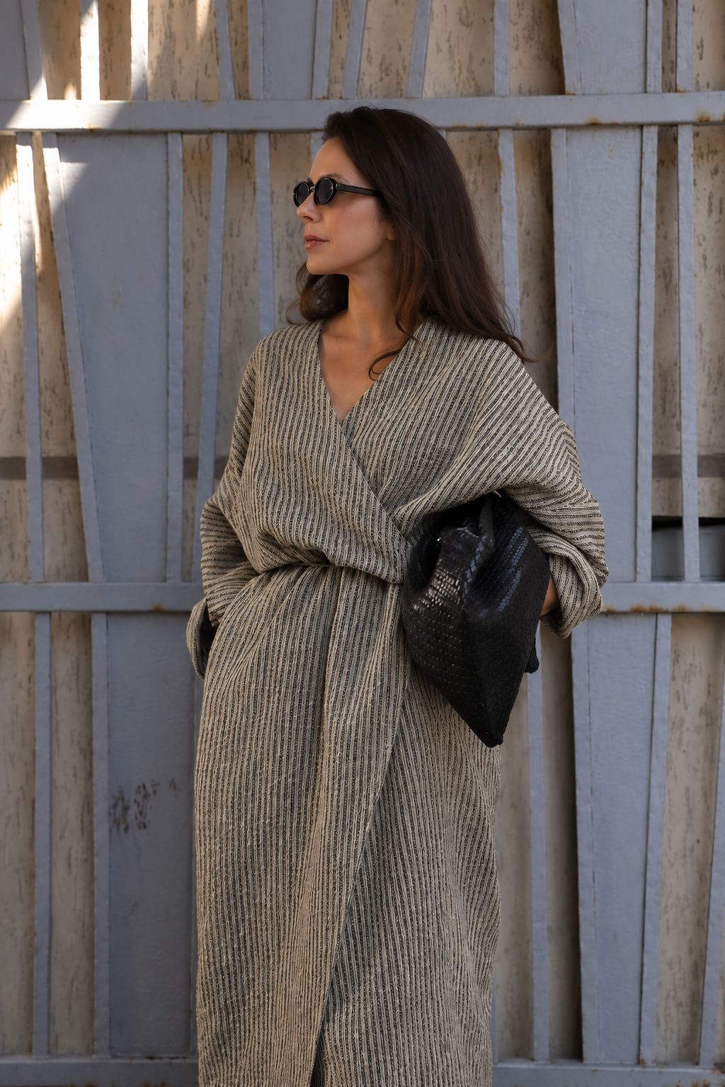 Linen Kimono Wrap Dress