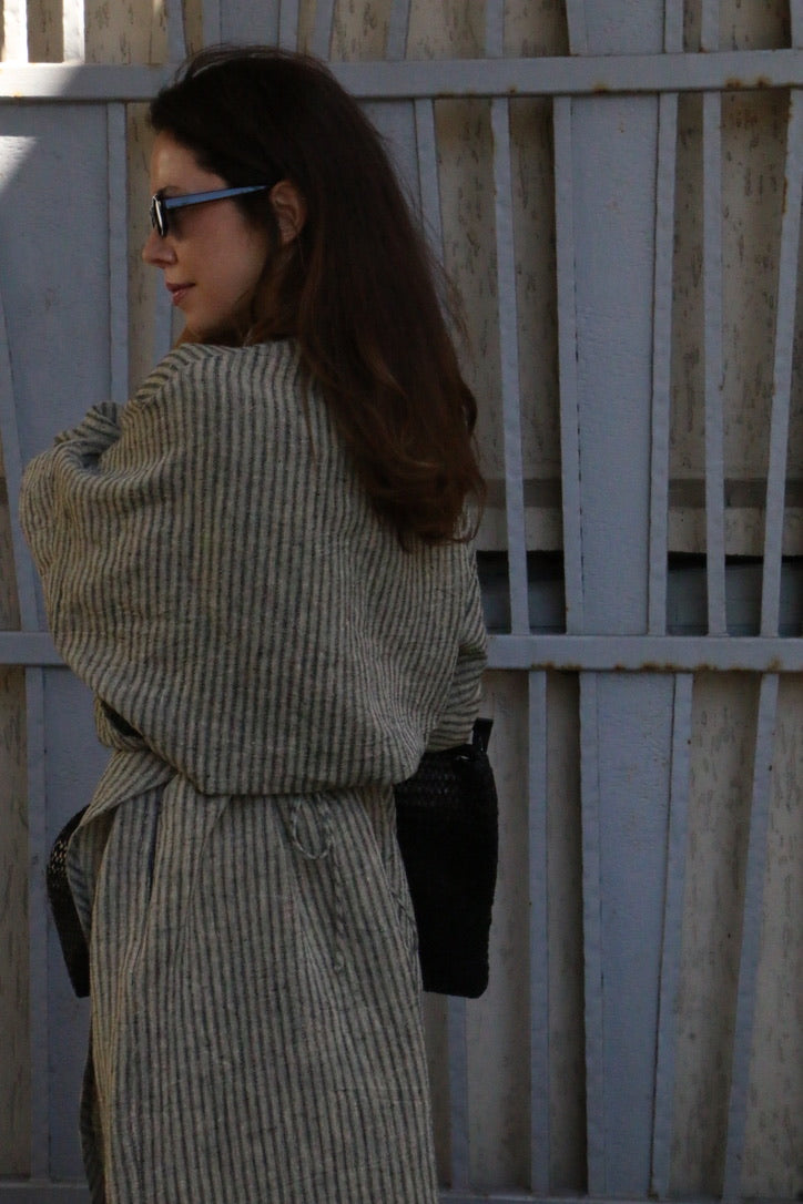 Linen Kimono Wrap Dress / Relaxed Long Linen Dress